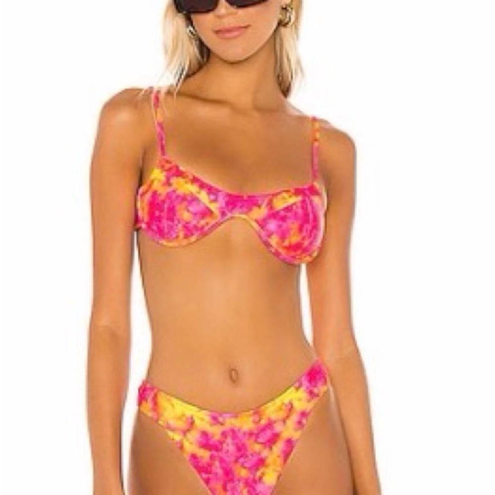 Lovers + Friends Pink and Yellow Bikini